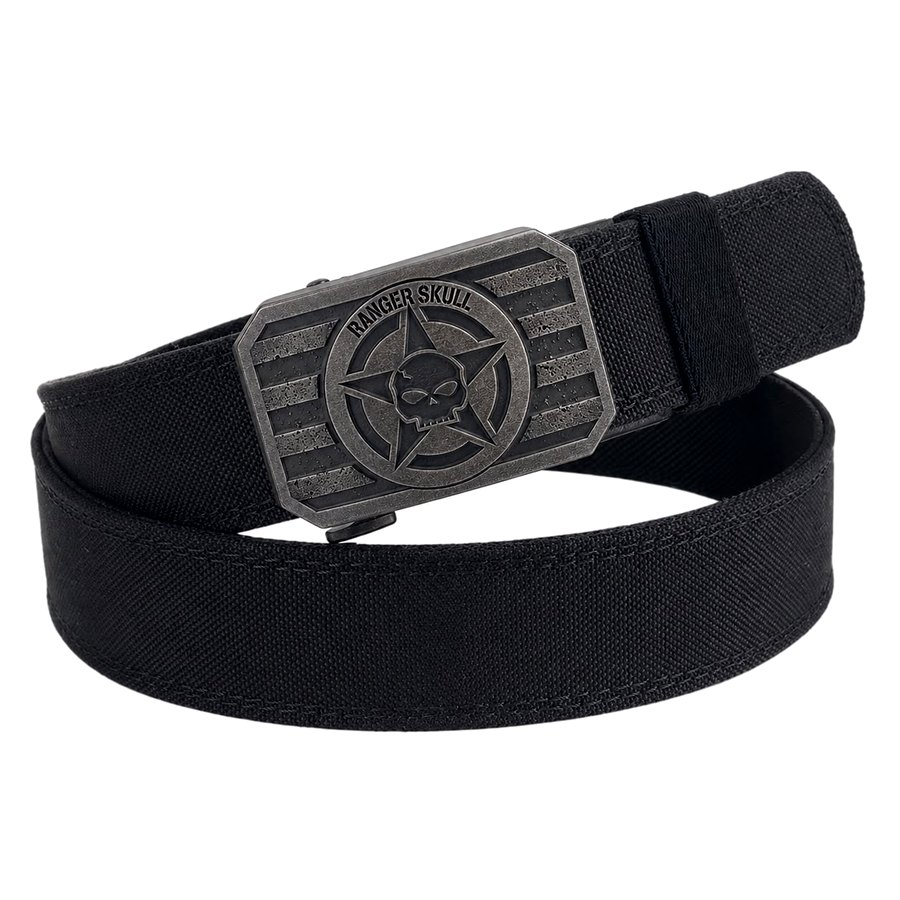 Black tactical belt with Ranger Skull buckle